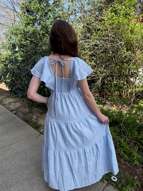 Wing Sleeve Maxi Dress