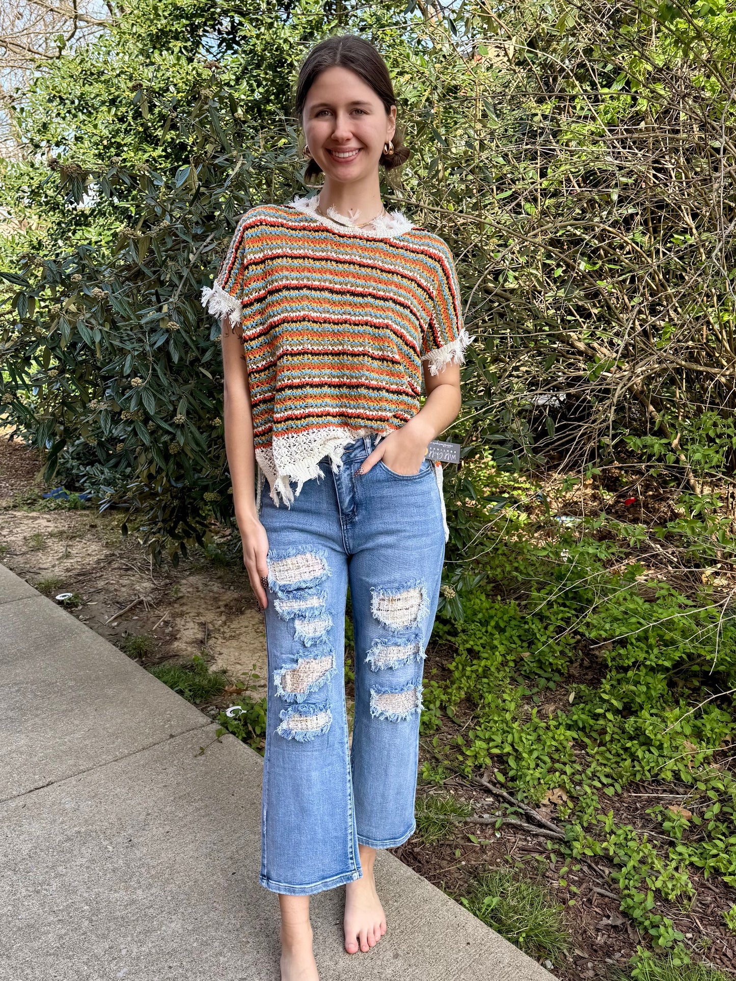 Harmony Fray Crochet Tee