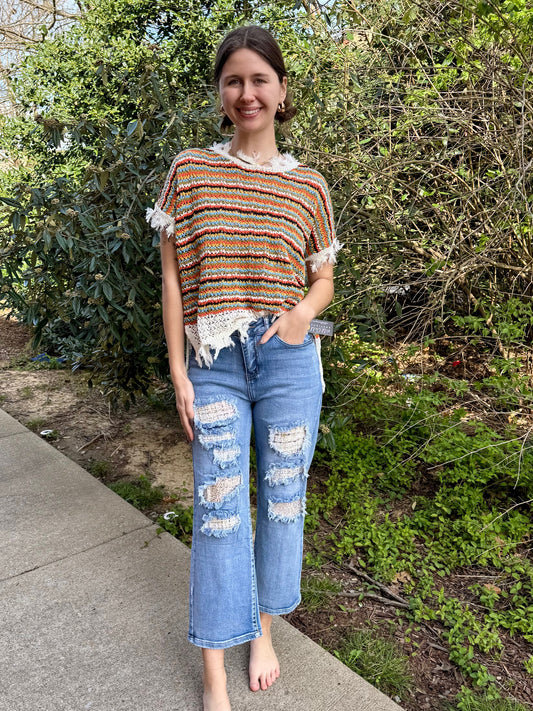 Harmony Fray Crochet Tee