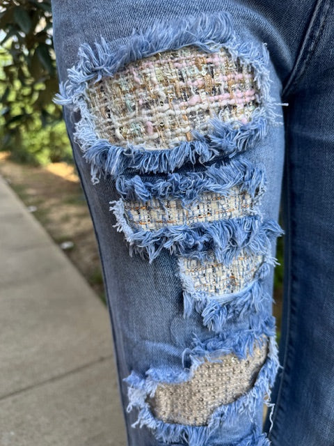 Tweed Sequin Patch Straight