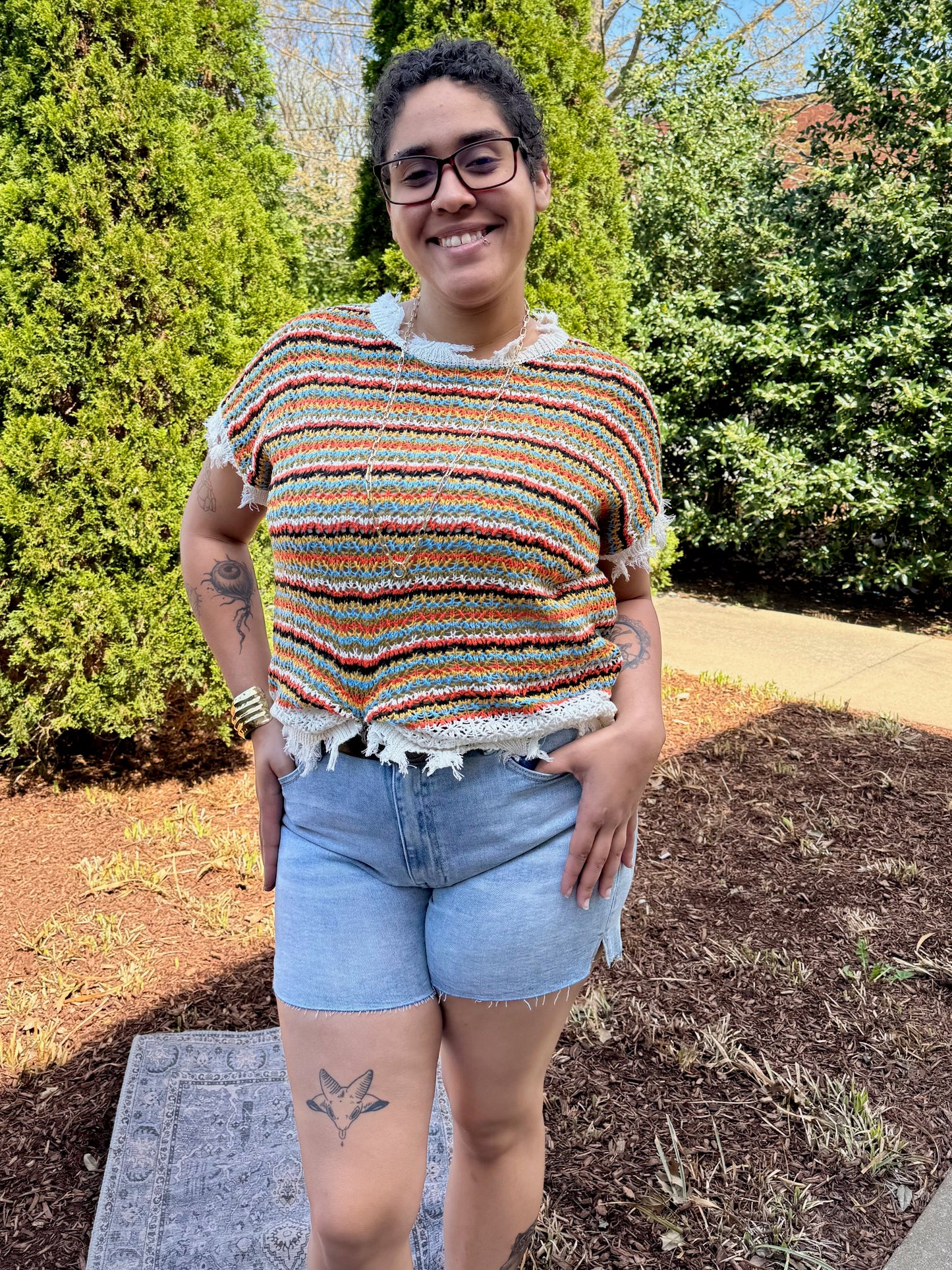 Harmony Fray Crochet Tee