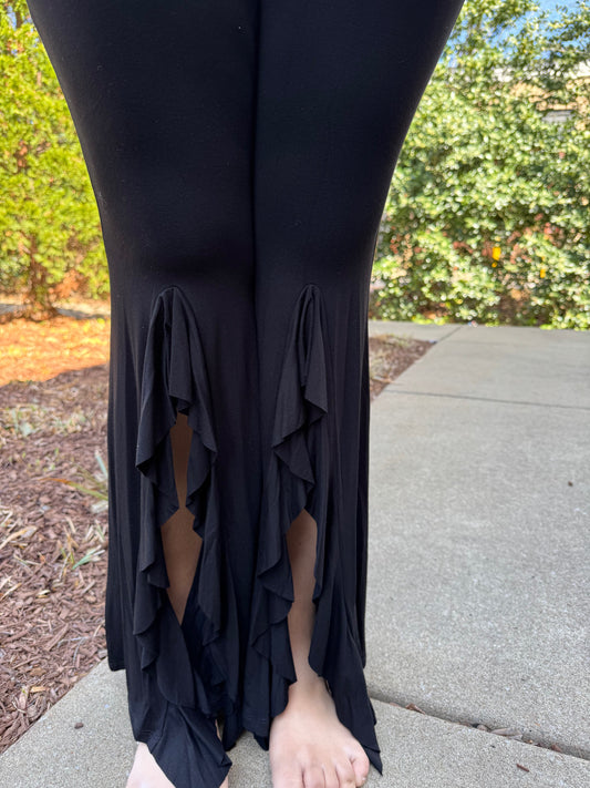 Ruffle Slit Bell Bottom