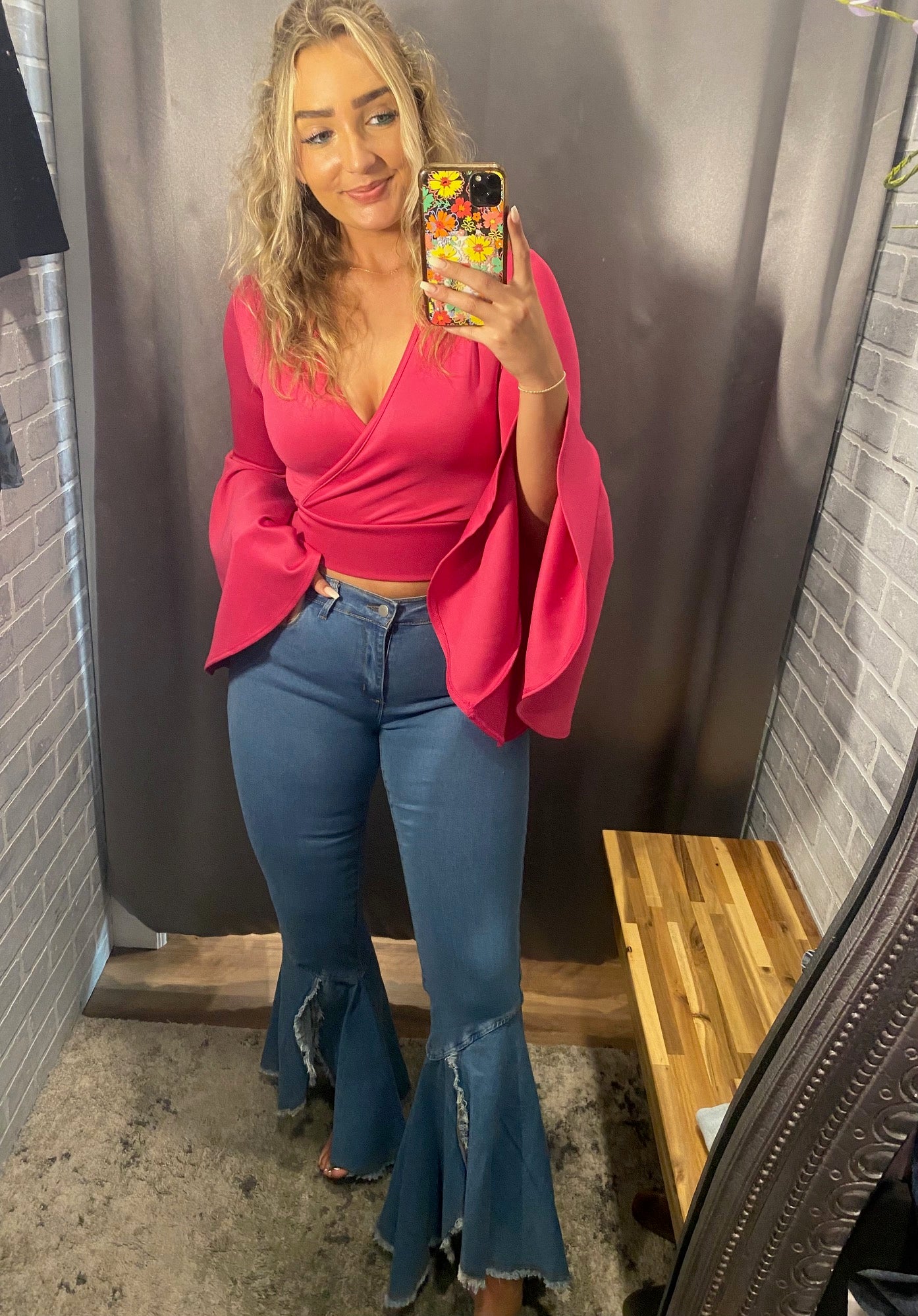 Bell Sleeve Cropped Shirt