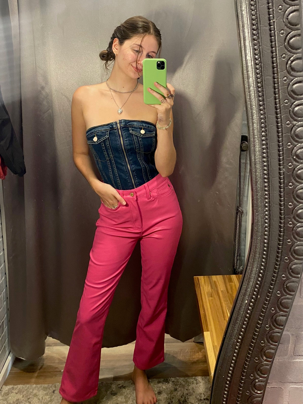 JB Pink Tummy Pleather Straight Leg