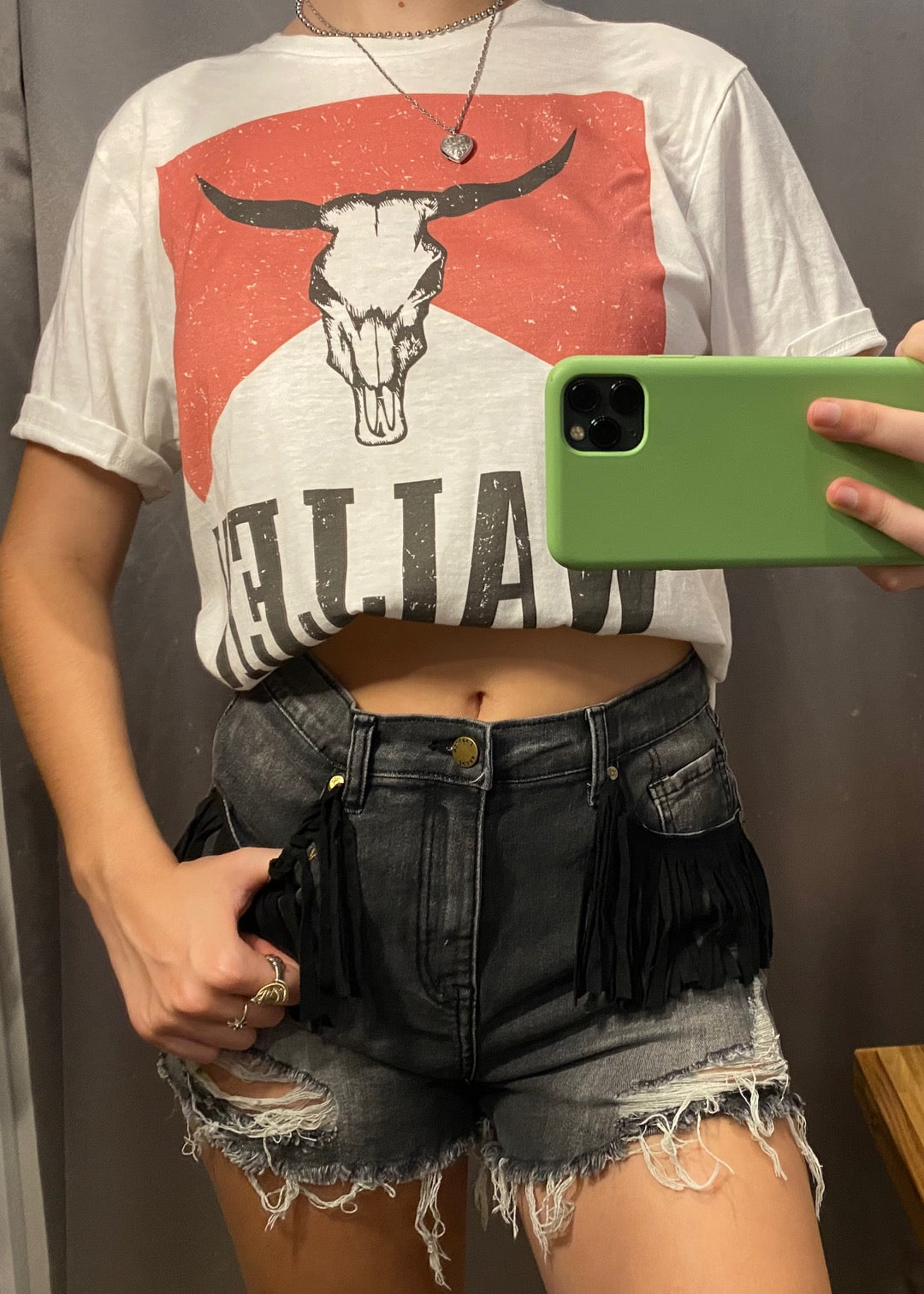 Fringe Pocket Charcoal Short