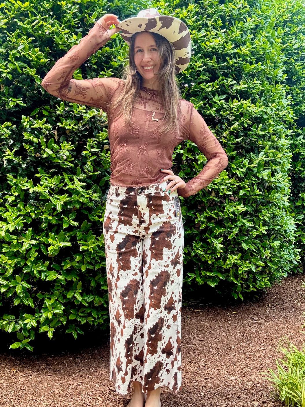 Red Bean Lace LS Top