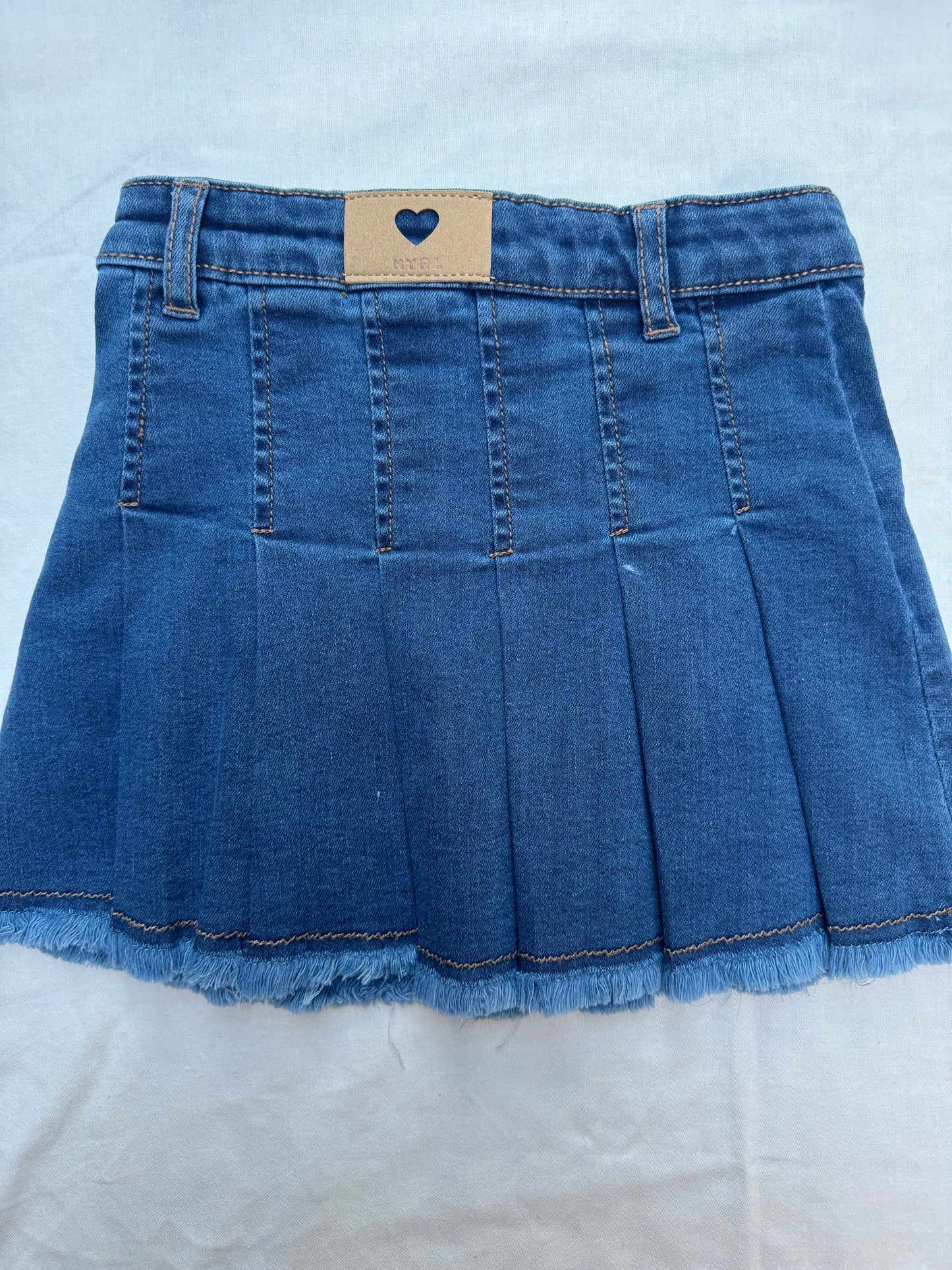 Lil Denim Pleat Skirt w Belt