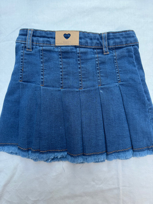 Lil Denim Pleat Skirt w Belt