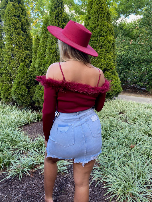 Iconic Off-The-Shoulder Feather Top