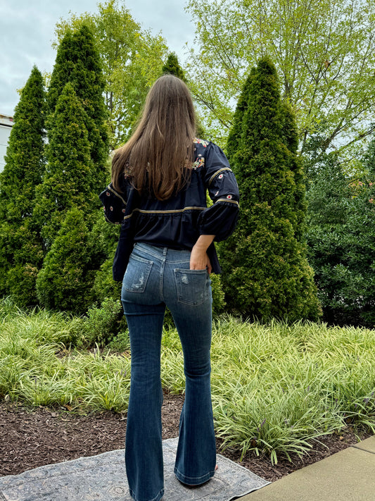 Button Flare Trouser