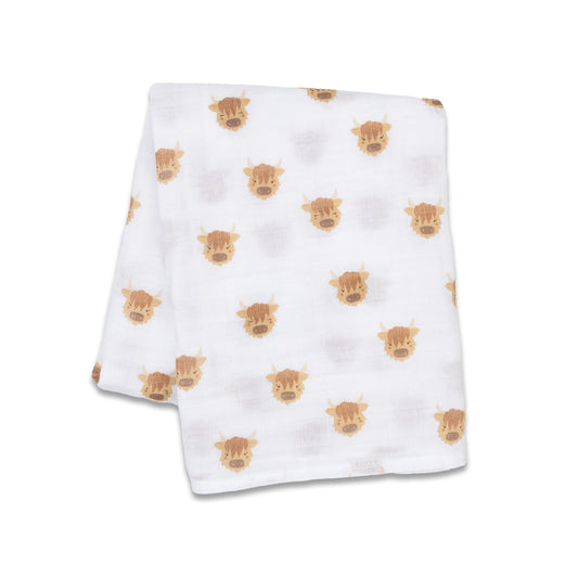 Highland Cow Muslin Swaddle