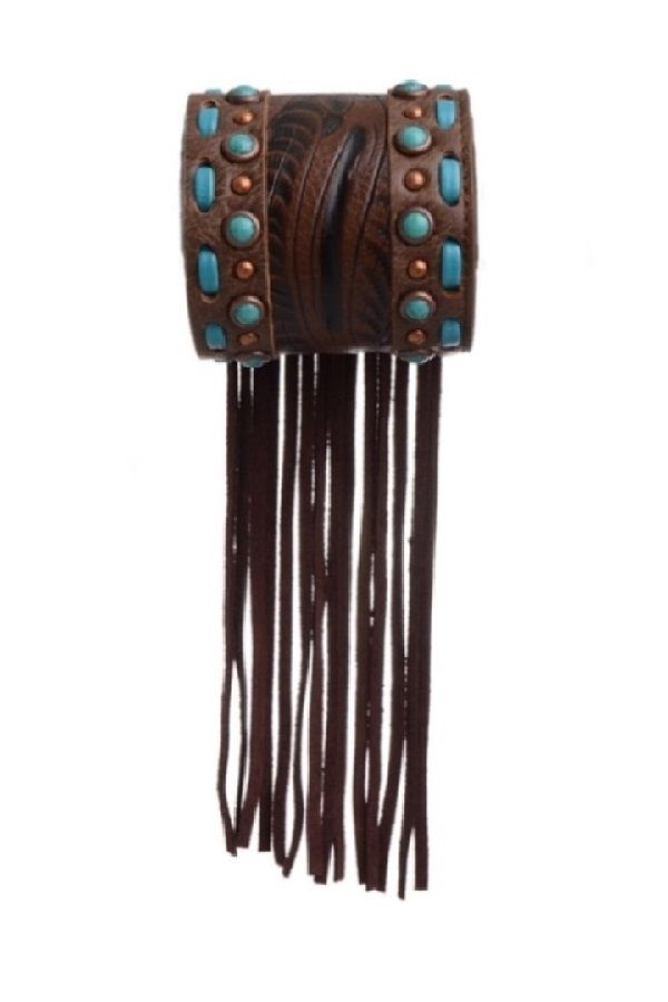 Turquoise Studded Fringe Cuff