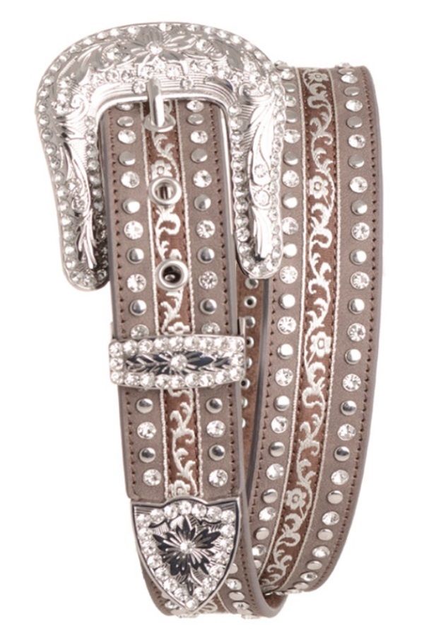 Brown Rhinestone Laced Belt