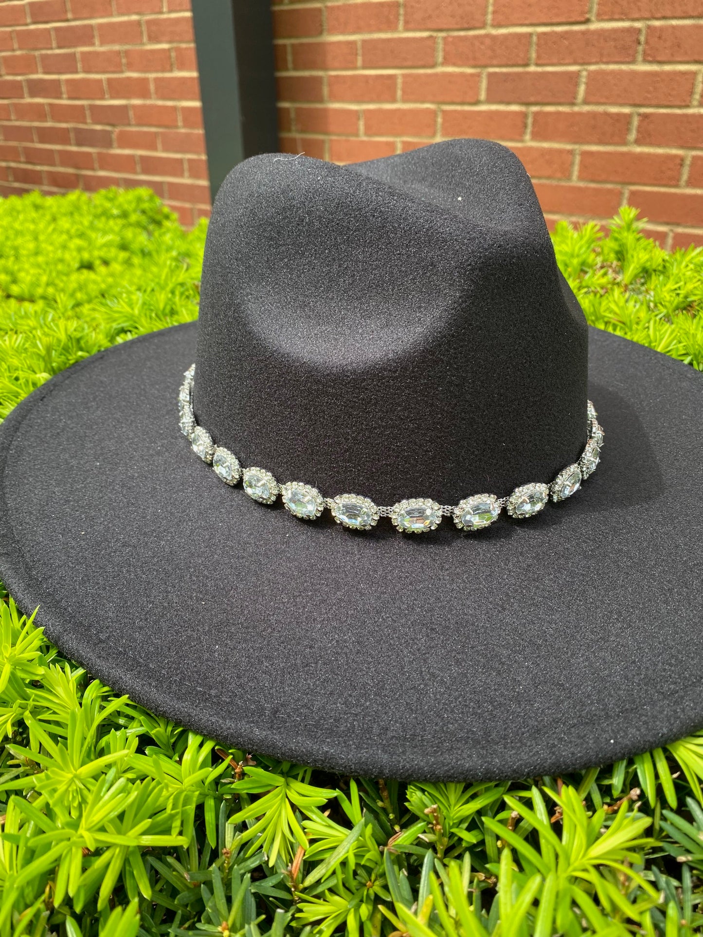 Black Rhinestone Belt Hat