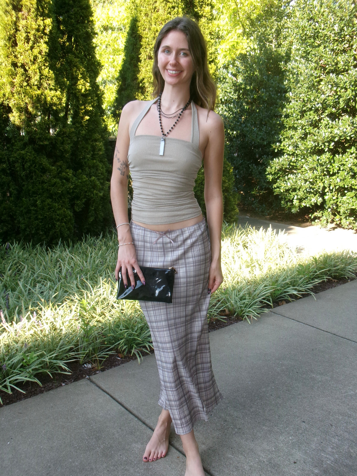 Paxton Plaid Straight Skirt
