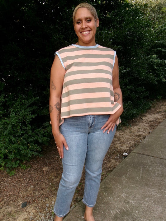 Apricot Olive Stripe Tank
