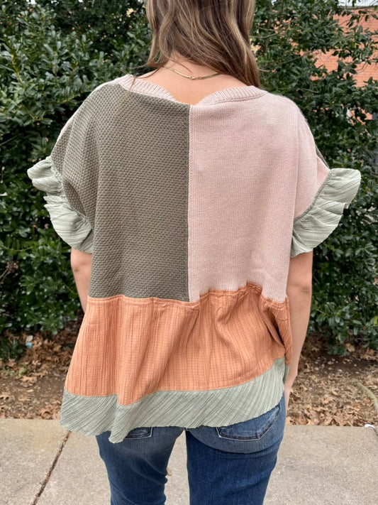 Kennedy Mix Match Ruffle Top