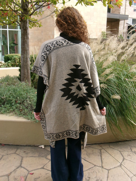Aztec Camping Poncho Cardigan