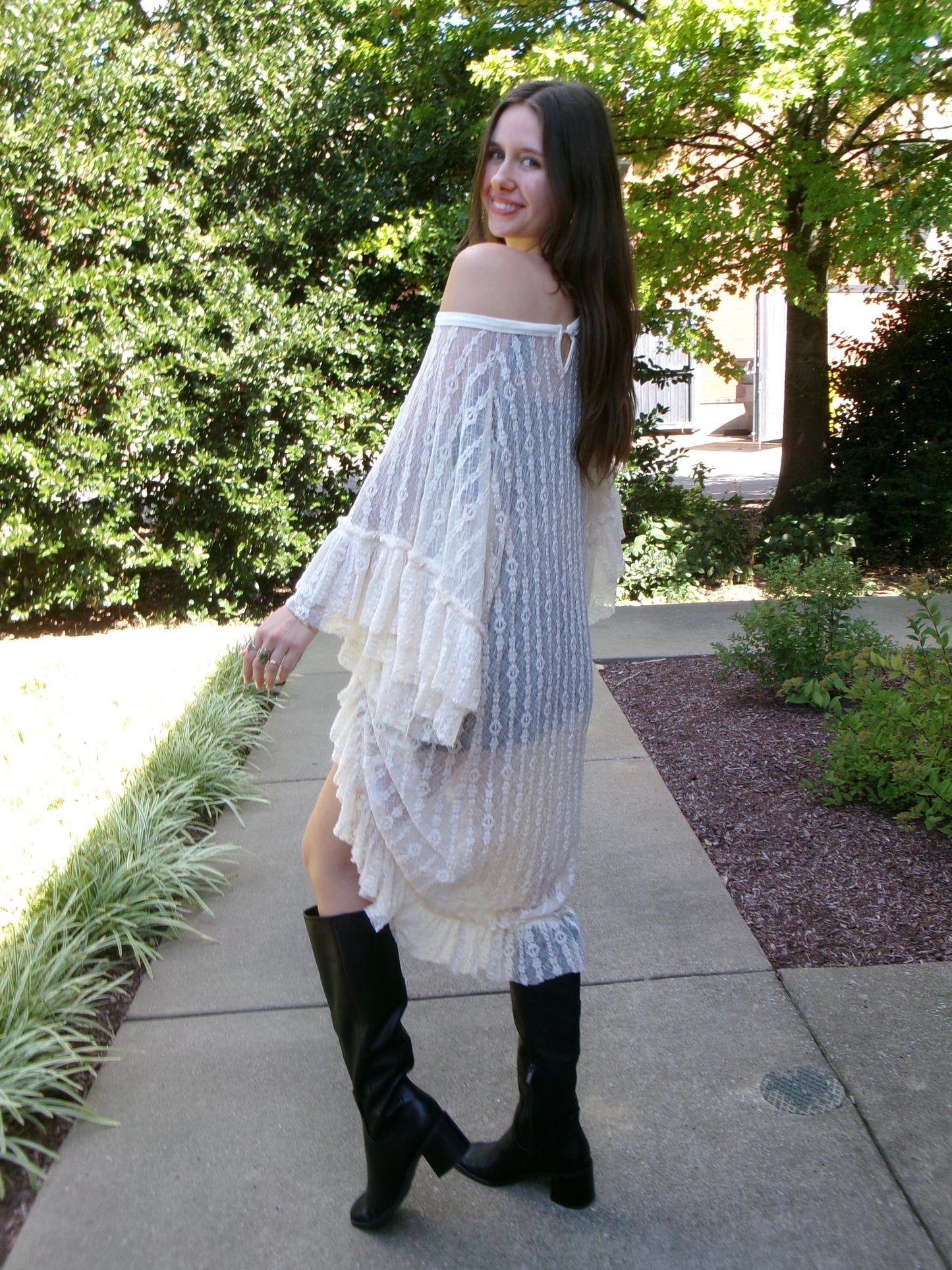 Whimsy Lace Ruffle Dress