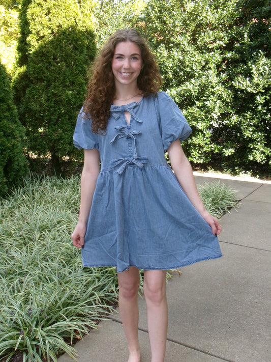 Mary Beth Bow Denim Dress