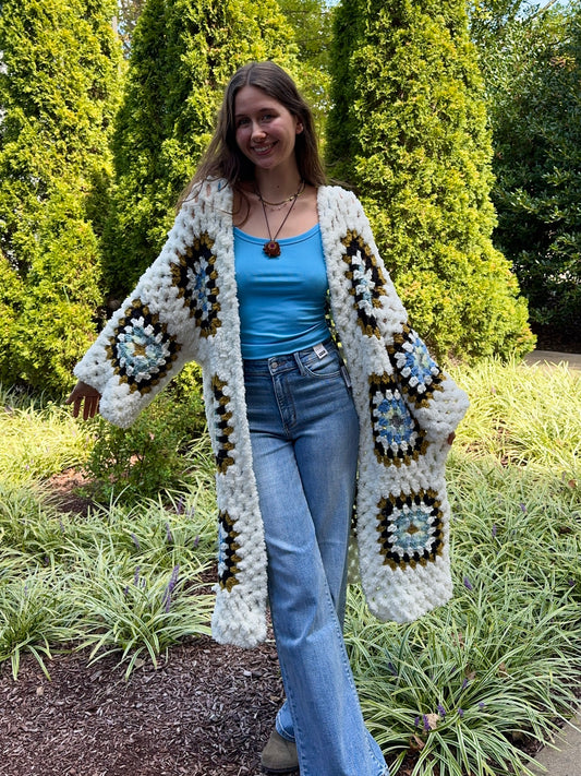 Fluffy Granny Square Cardi