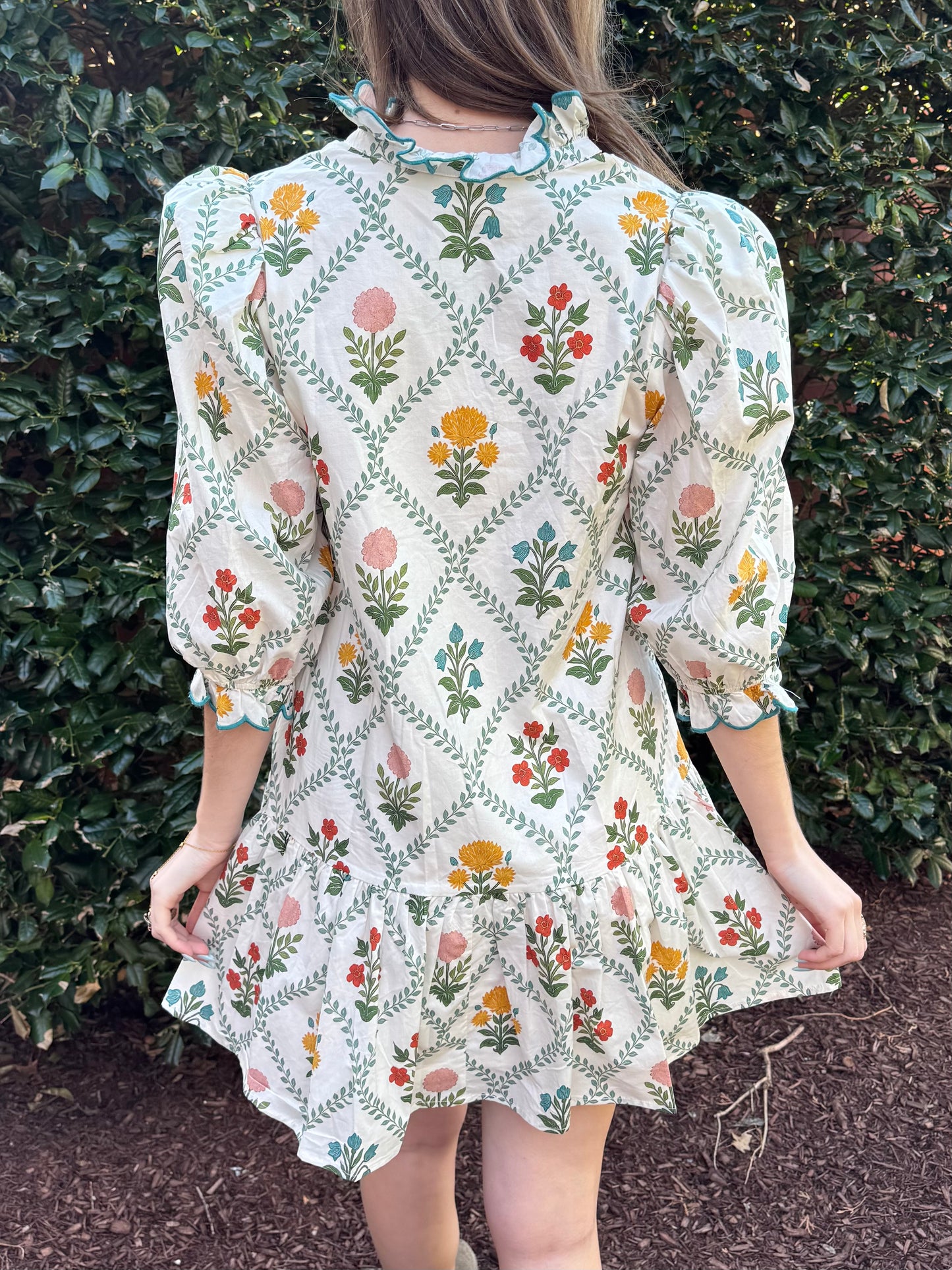Cynthia Tile Scalloped Dress