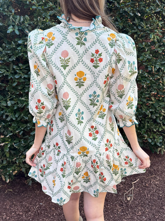 Cynthia Tile Scalloped Dress