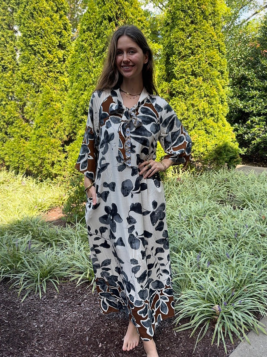 Marcella Tie Neck Maxi Dress