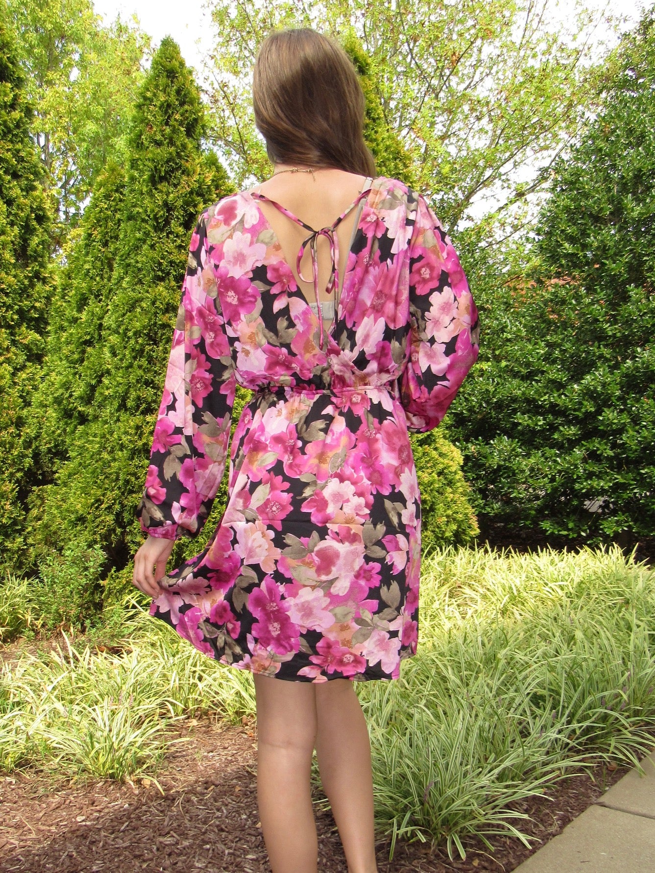 Lustrous Fuchsia Floral Dress