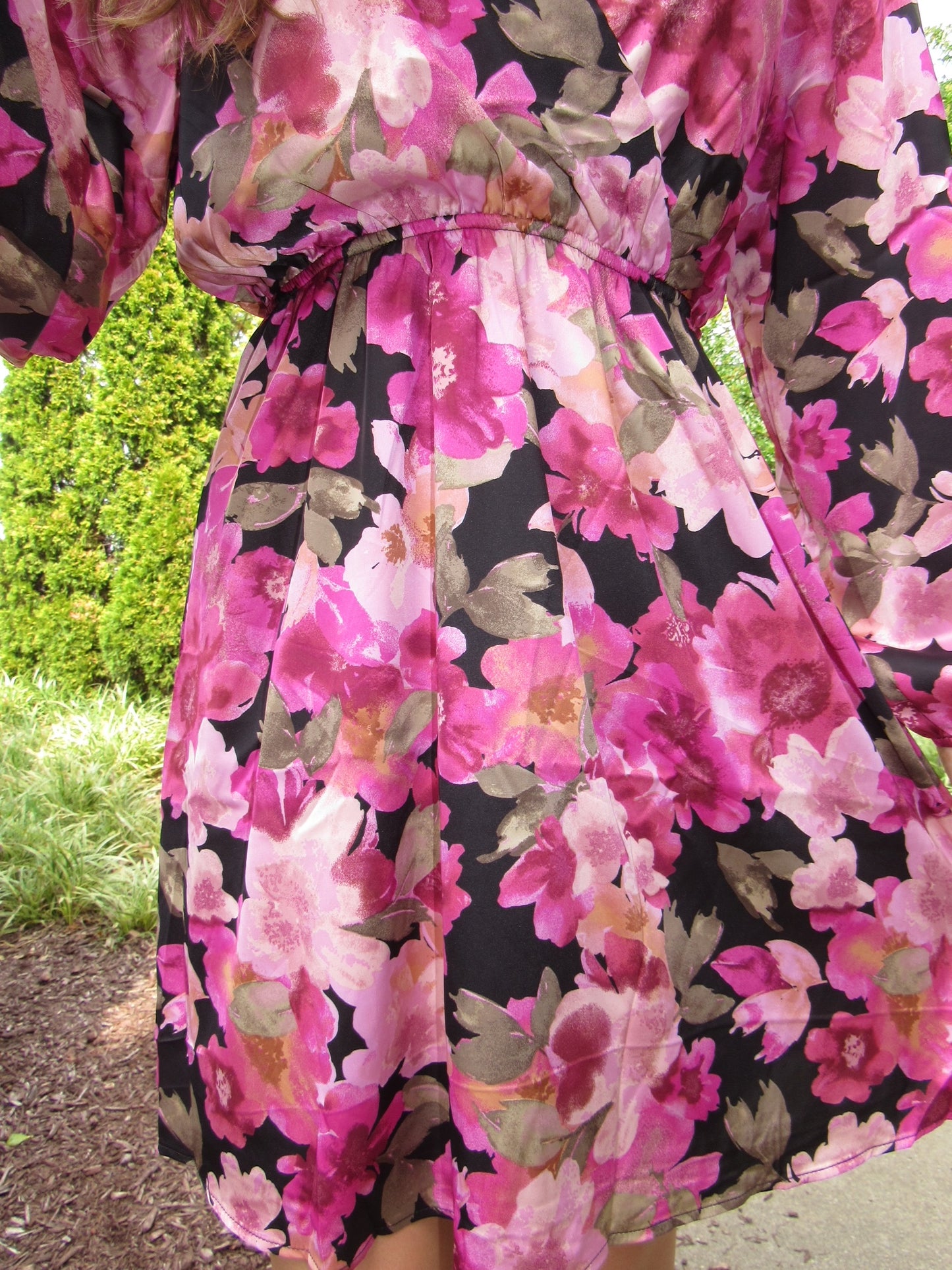 Lustrous Fuchsia Floral Dress