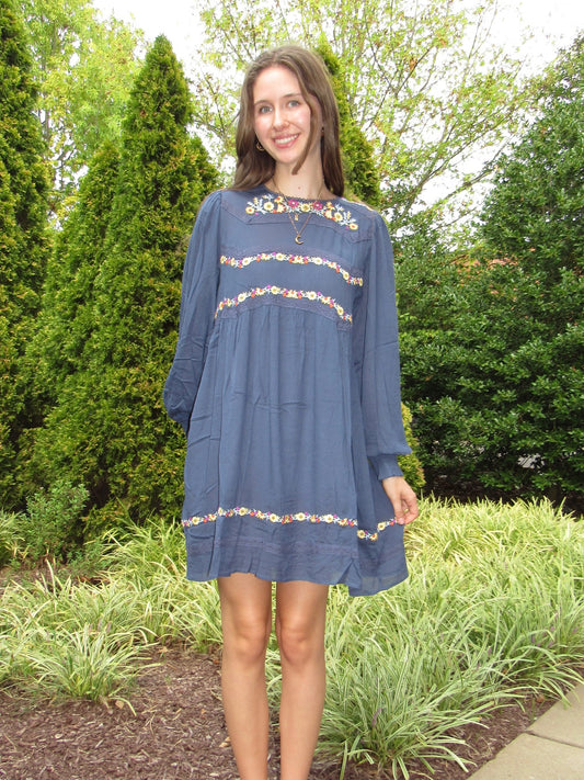 Wildflower Embroidered Gauze Dress