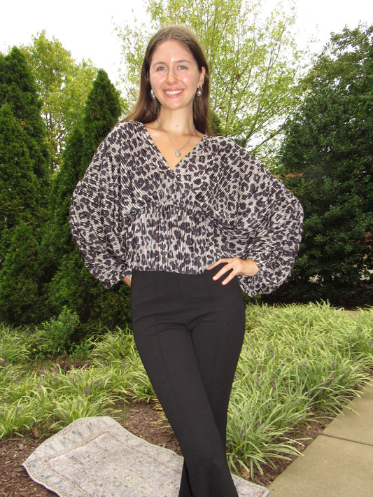 Be My Muse Leopard Crinkle Top