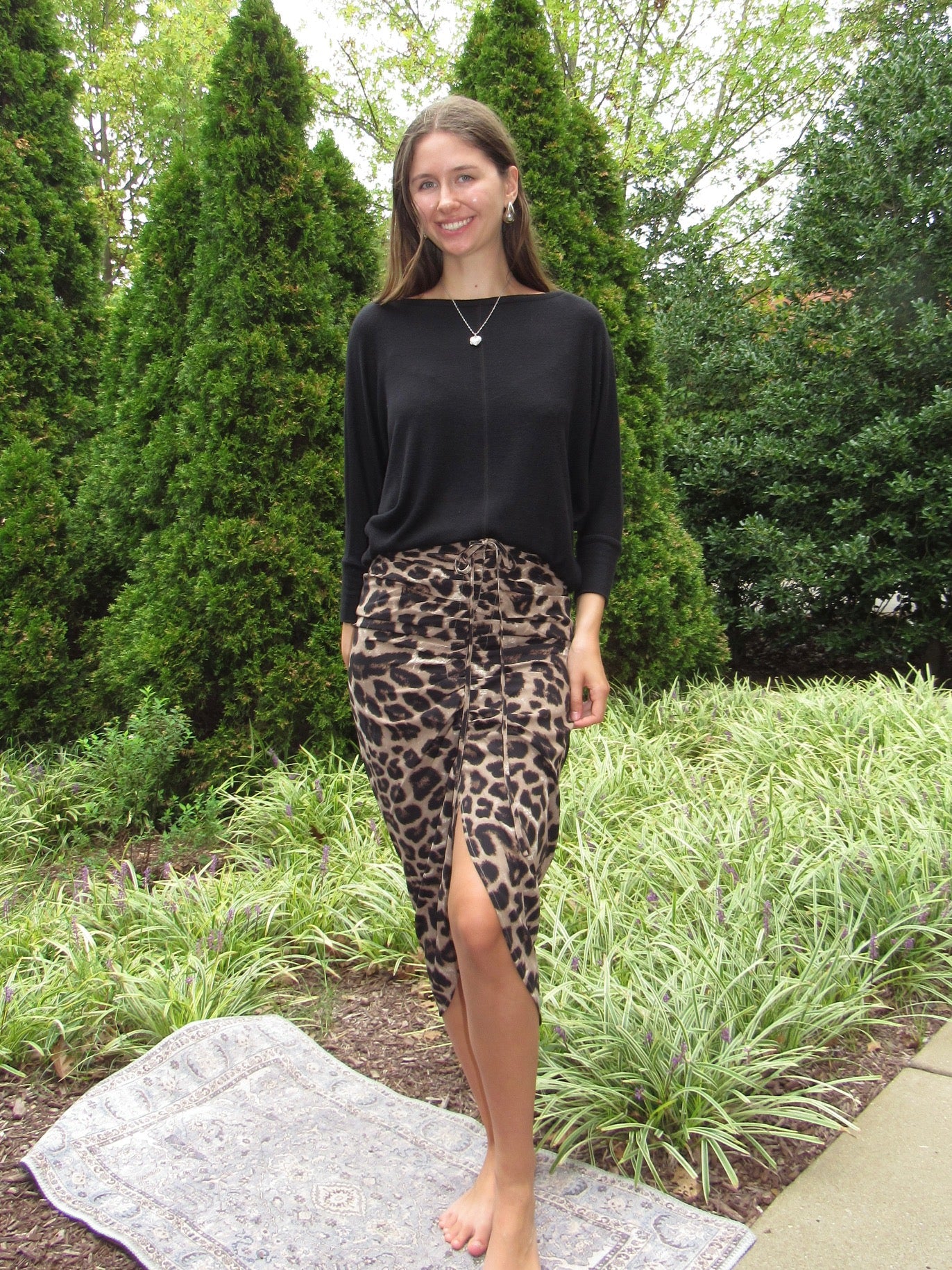 Leopard Print Ruching Skirt