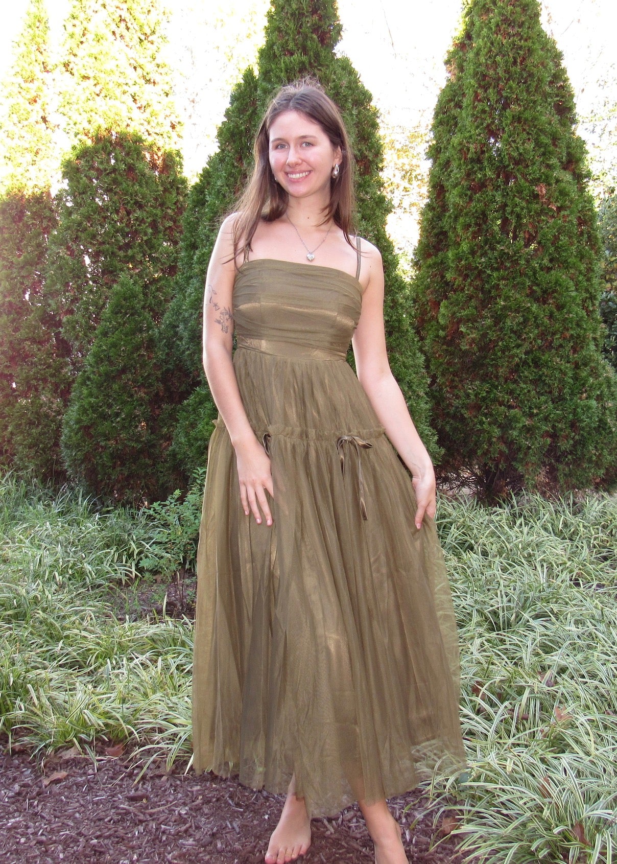 Mossy Goddess Bow Maxi Dress