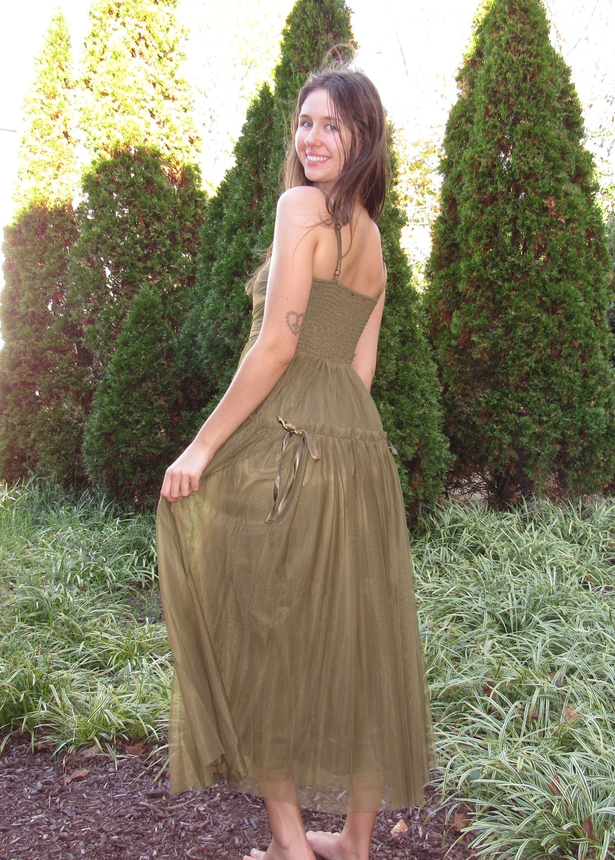 Mossy Goddess Bow Maxi Dress