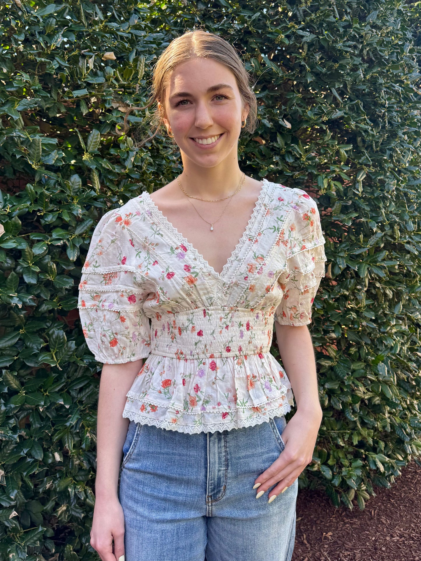 May Flowers Peplum Blouse