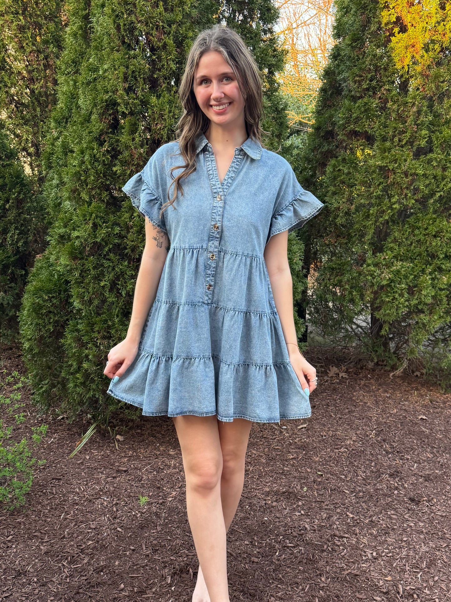 Hannah Denim Tiered Dress