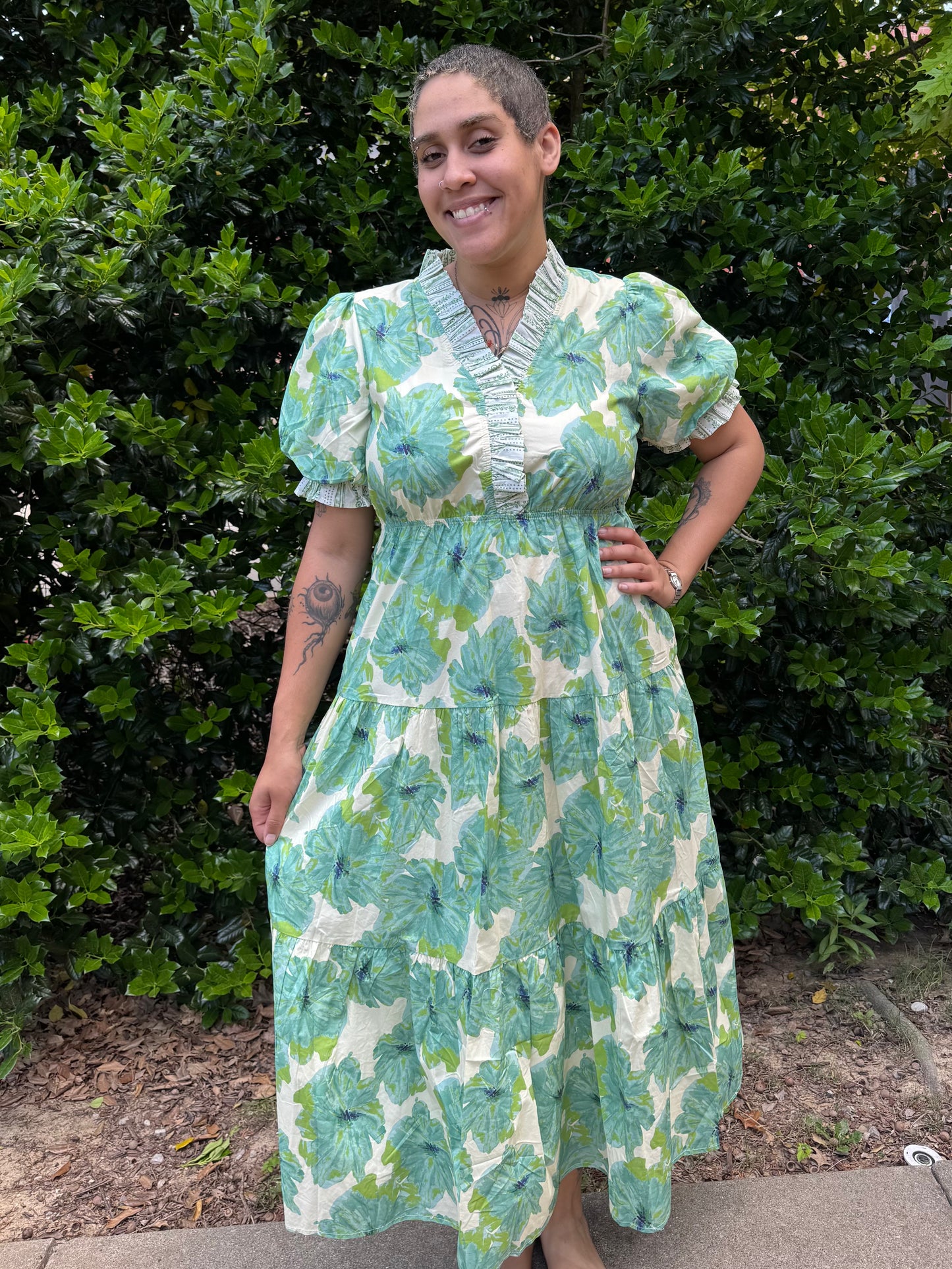 Green Refresh Floral Dress