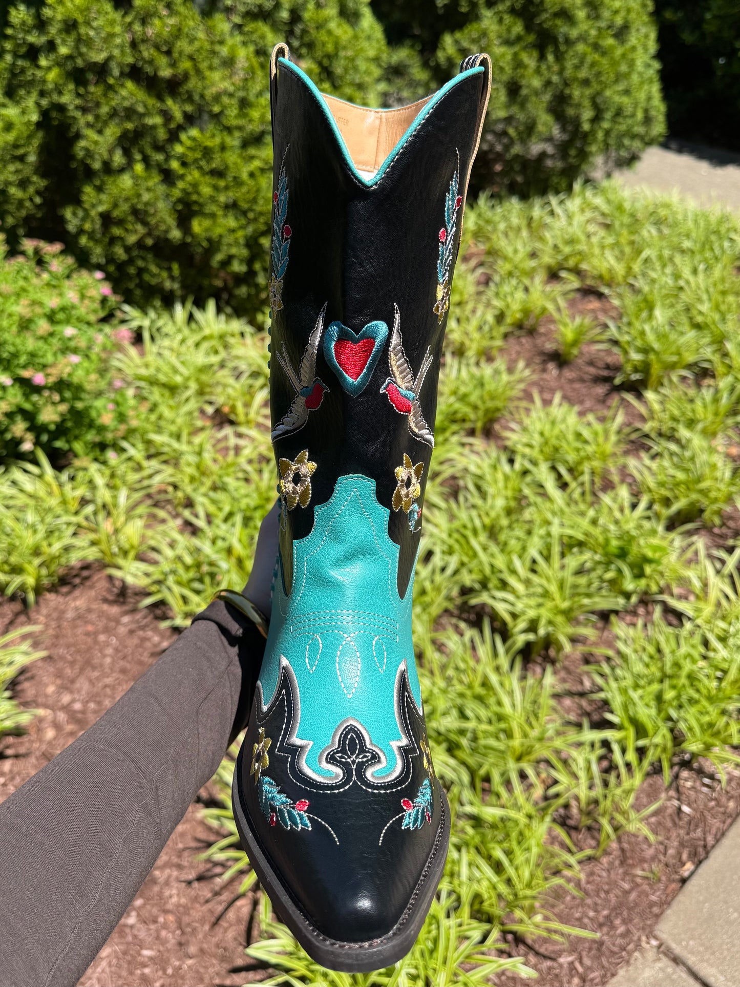 Elsie Embroidered Cowhide Boot