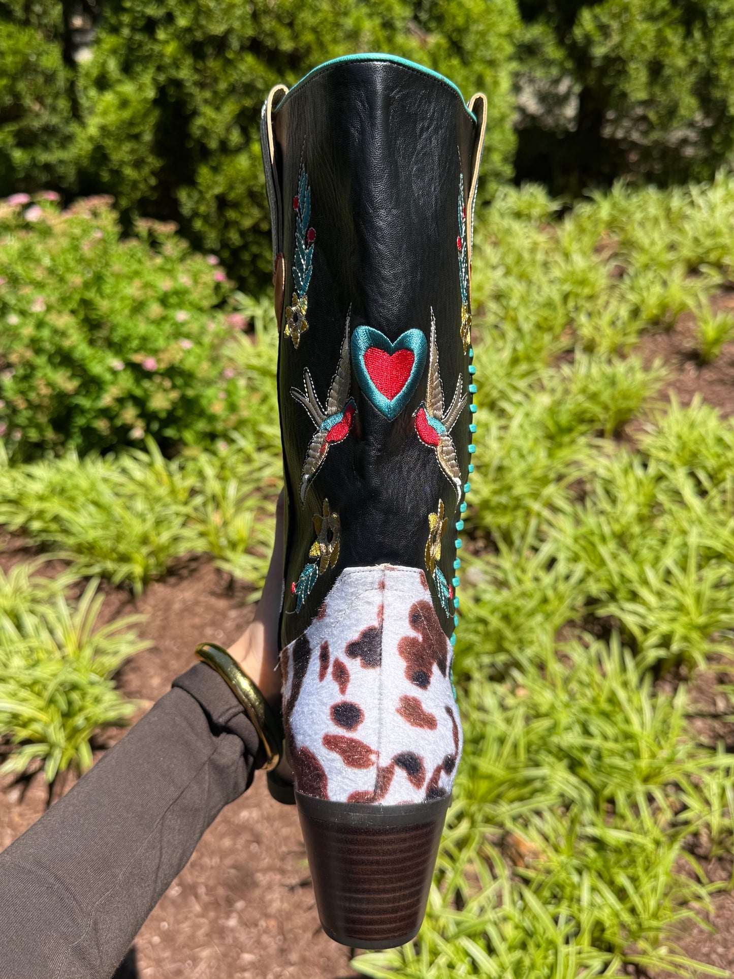 Elsie Embroidered Cowhide Boot