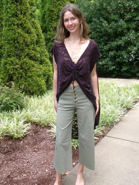 Buttonfly Wide Leg Crop