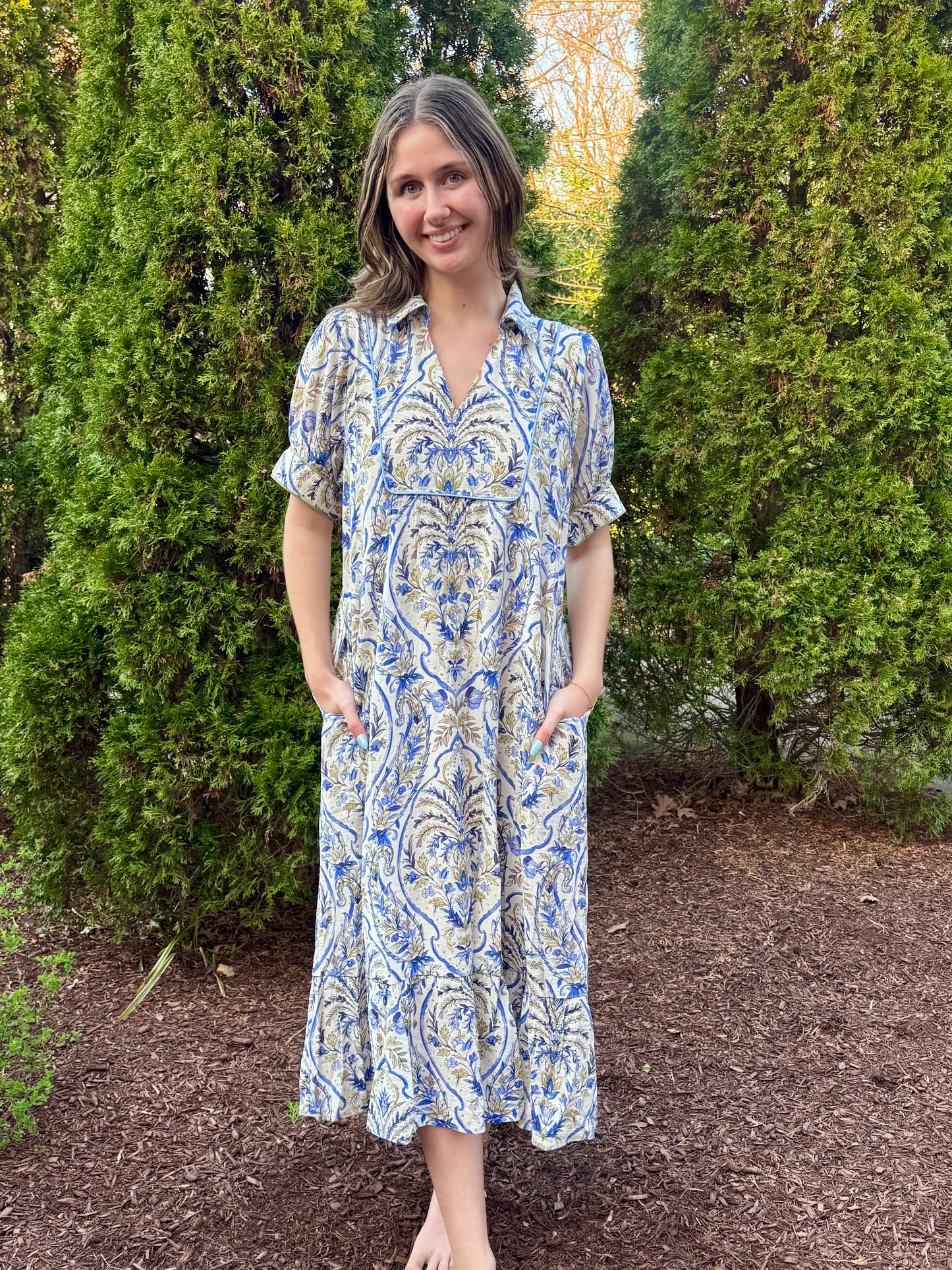 Beatrice Blue Fern Maxi Dress