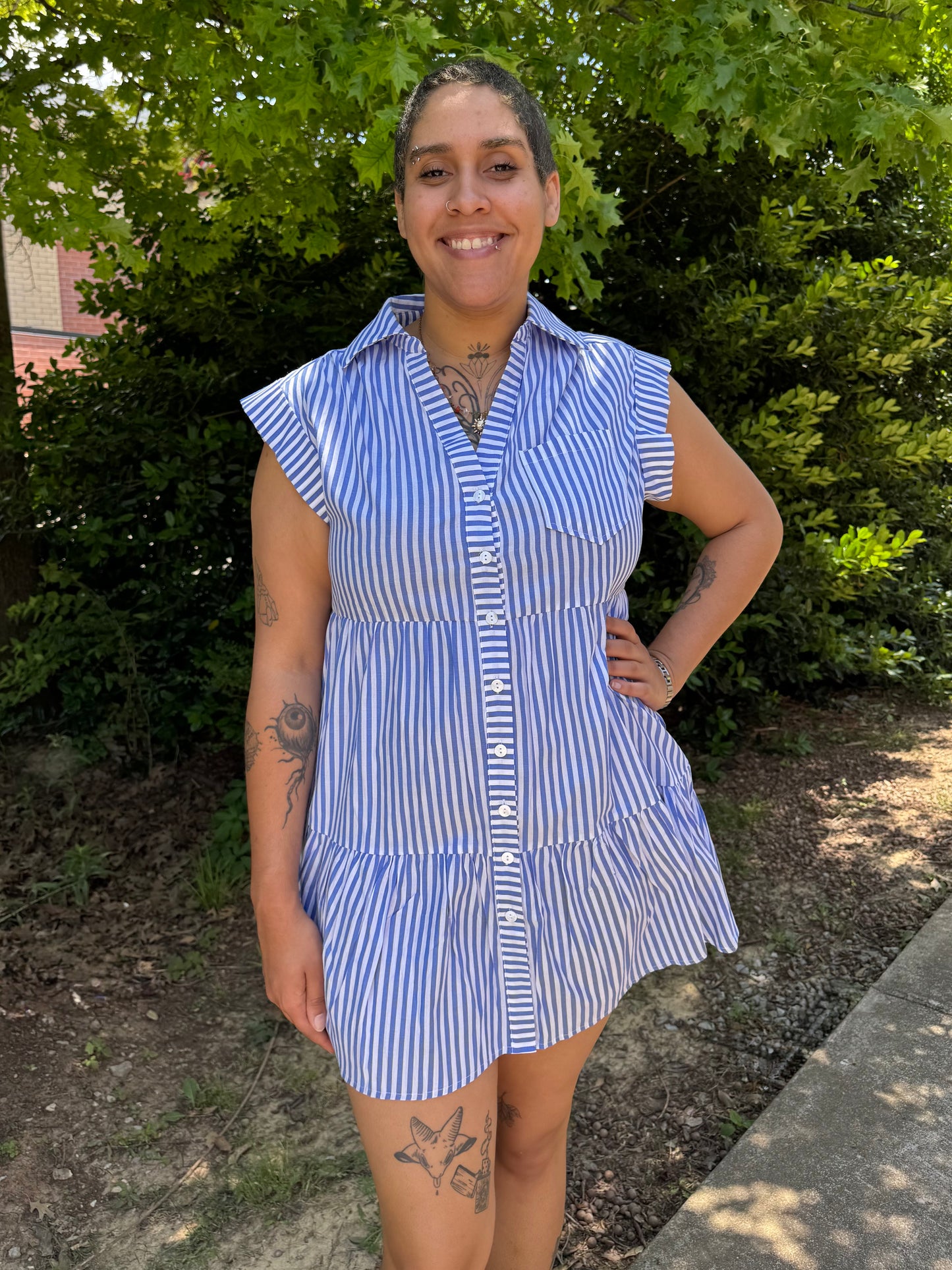 Jackie Striped Buttonup Dress