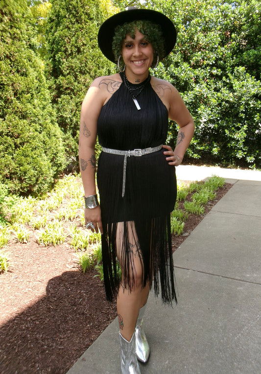 Liz Fringe Halter Dress