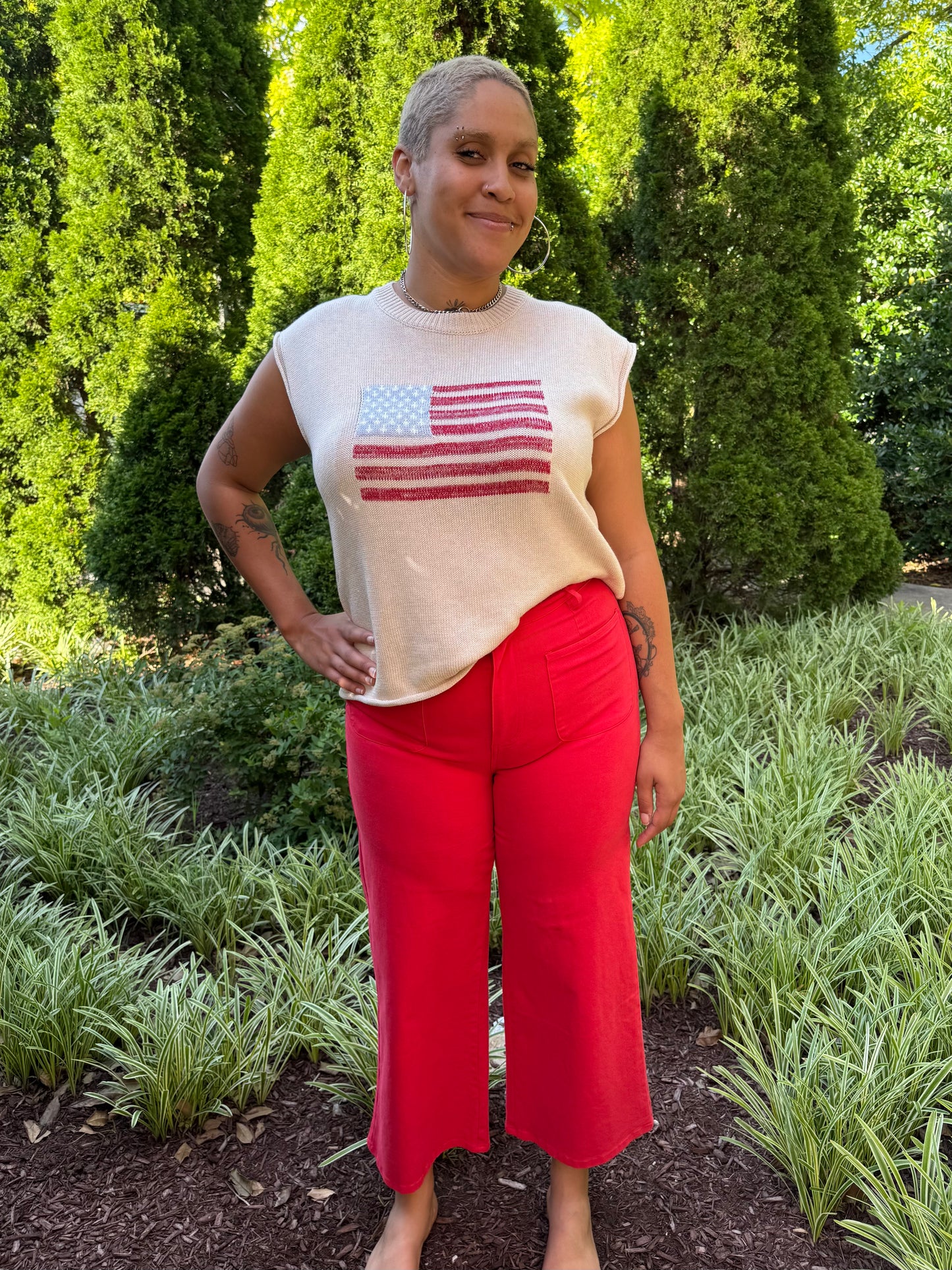 USA Flag Sweater Tank