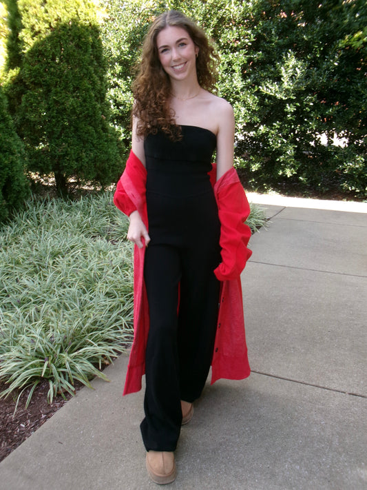 Strapless Knit Wide Leg Jumper