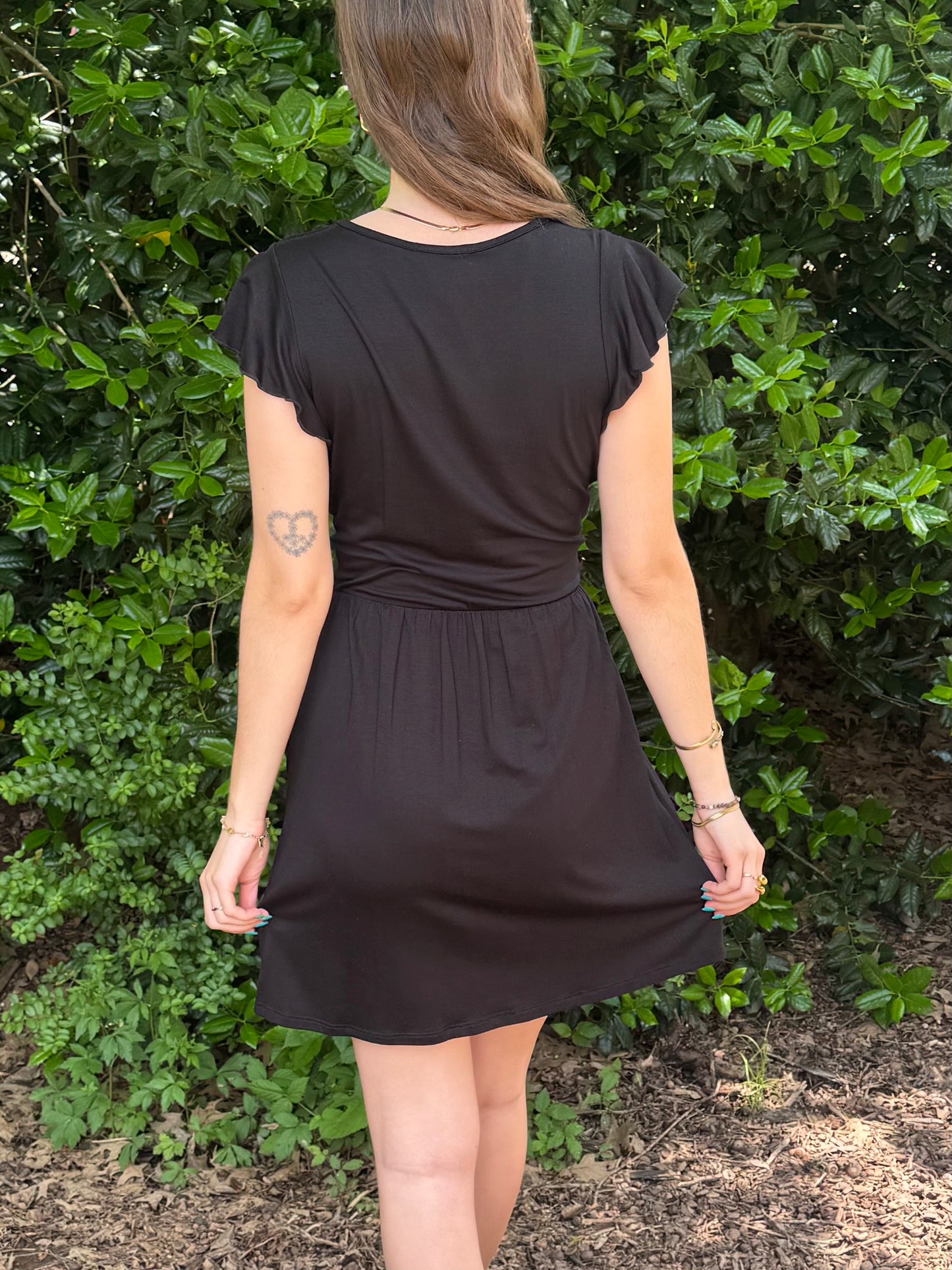 Surplice Flutter Sleeve Dress