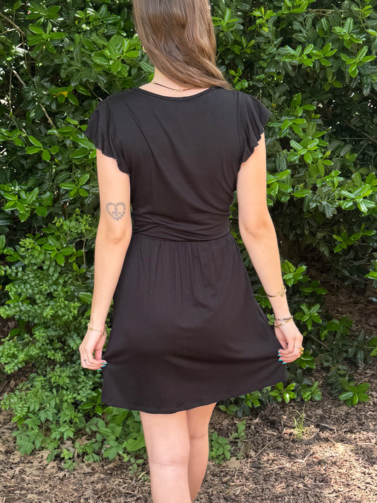 Surplice Flutter Sleeve Dress