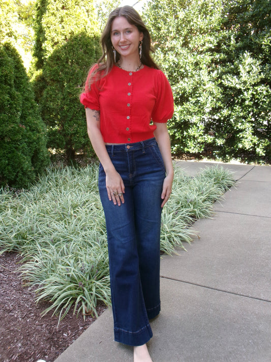 Cherry Scalloped Cardi Tee