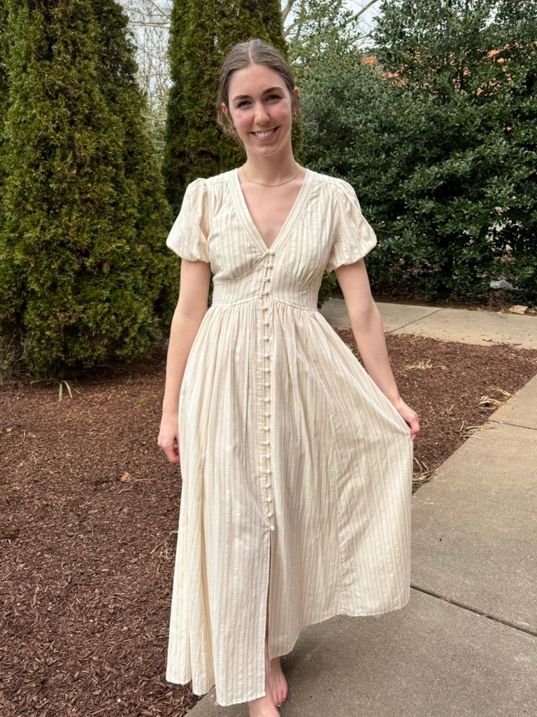 Octavia Striped Button Dress